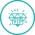 Vektorillustration: VIP-Schriftzug mit Diamant und Sternen für das VIP-Ticket der Verhandlungsoffensive